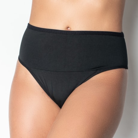 Calça em Microfibra Cinta Alta com Cós Dobrado Maior Sustentação A109