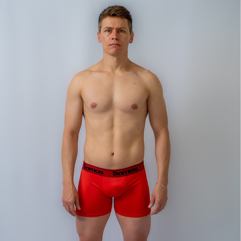 Cueca boxer masculina em microfibra lisa e elástico exposto D94