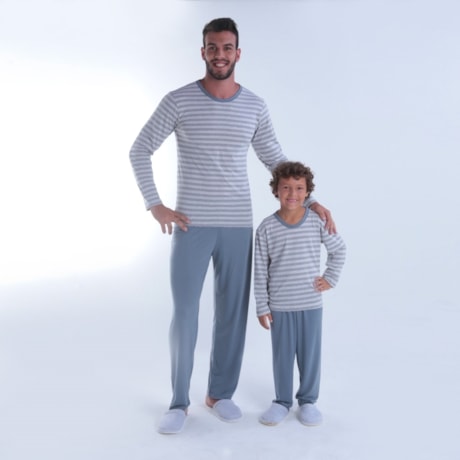 Pijama masculino de inverno em malha listrada Q13.A Pijama masculino de inverno em malha listrada Q13.A